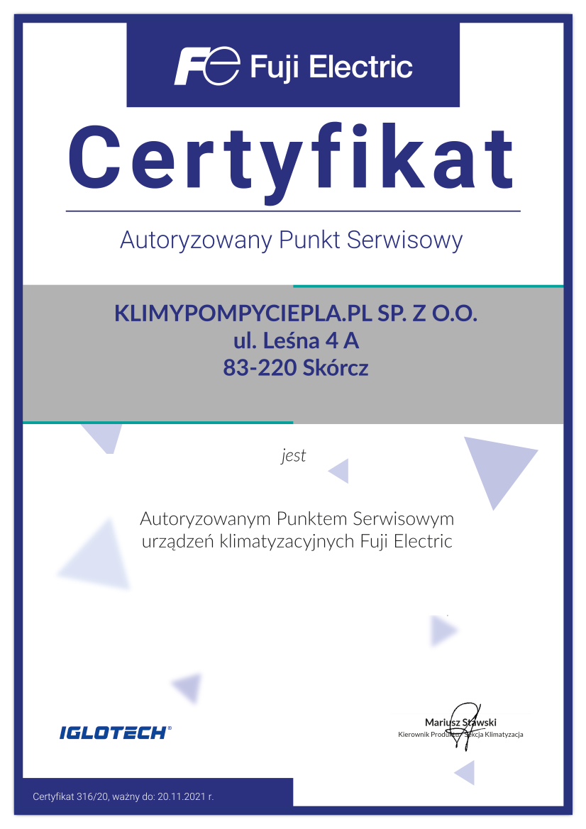Fuji Electric certyfikat Tomasz Paw